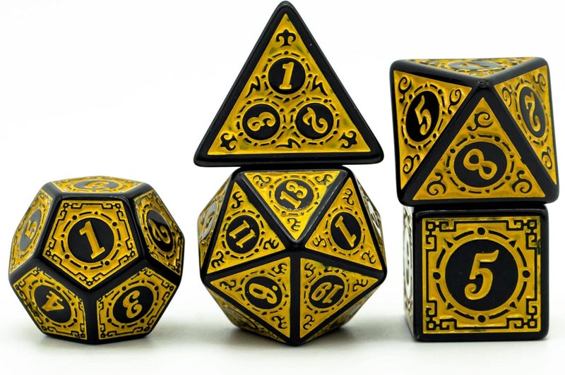 Poludie Dice Set D&D-DND Polyhedral Dice (7 Pcs) with Gift Dice Bag for Dungeons and Dragons Role Playing Dice Games RPGs (Dice-Yellow with Black Edge) - Image 2